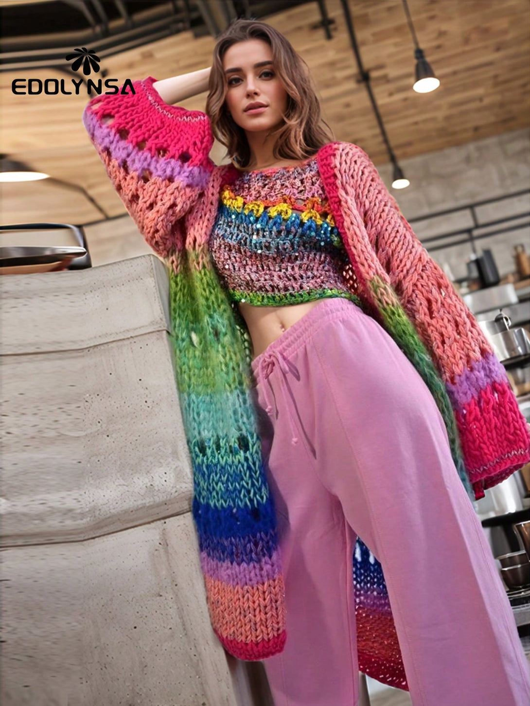 Ropa de Mujer, Tejido de Punto de Mujer, Cárdigans de Mujer, 49294035, Rosa