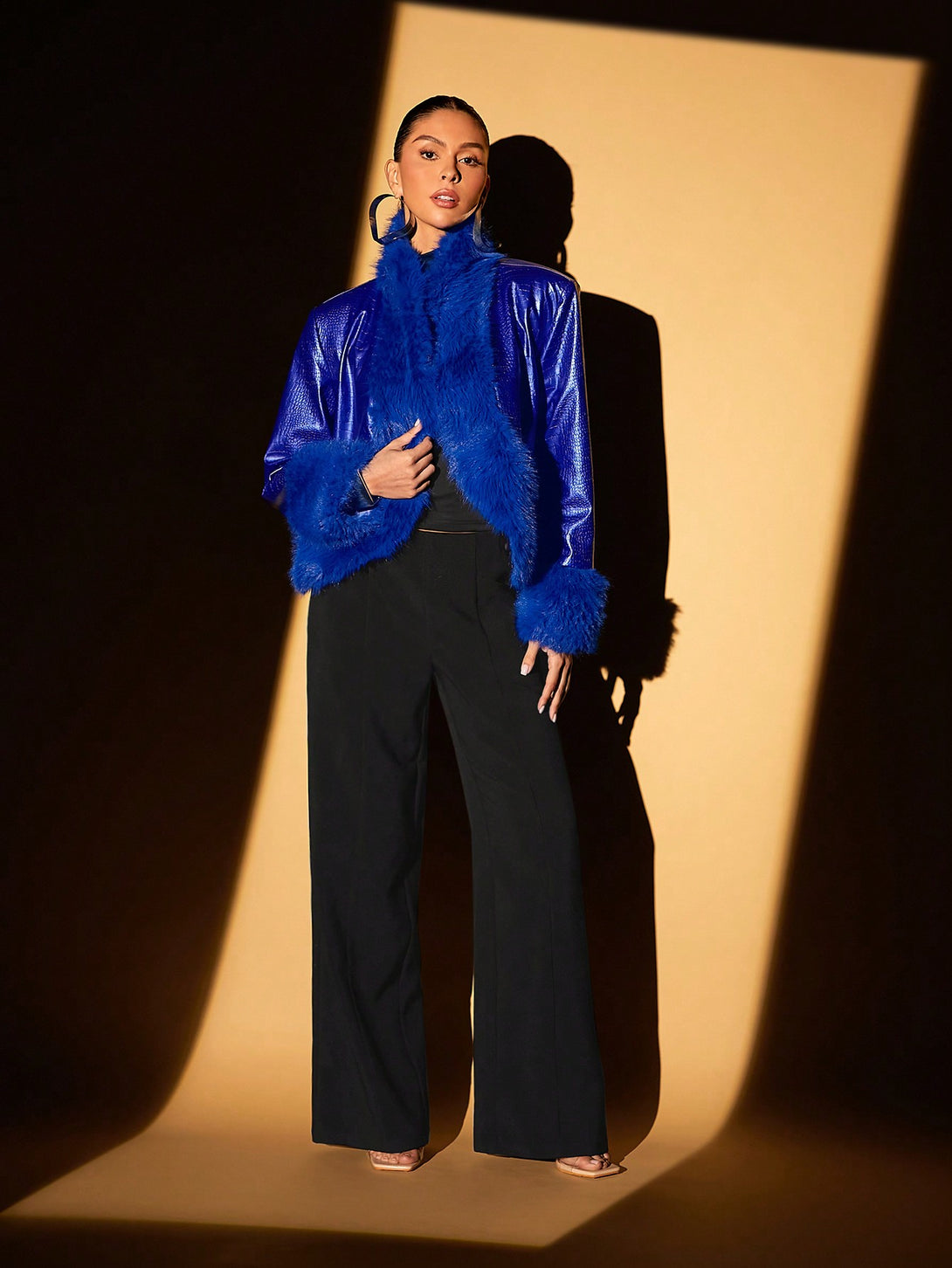 Ropa de Mujer, Ropa de Exterior para Mujer, Abrigos de Pieles Similares para Mujer, 50300170, azul real