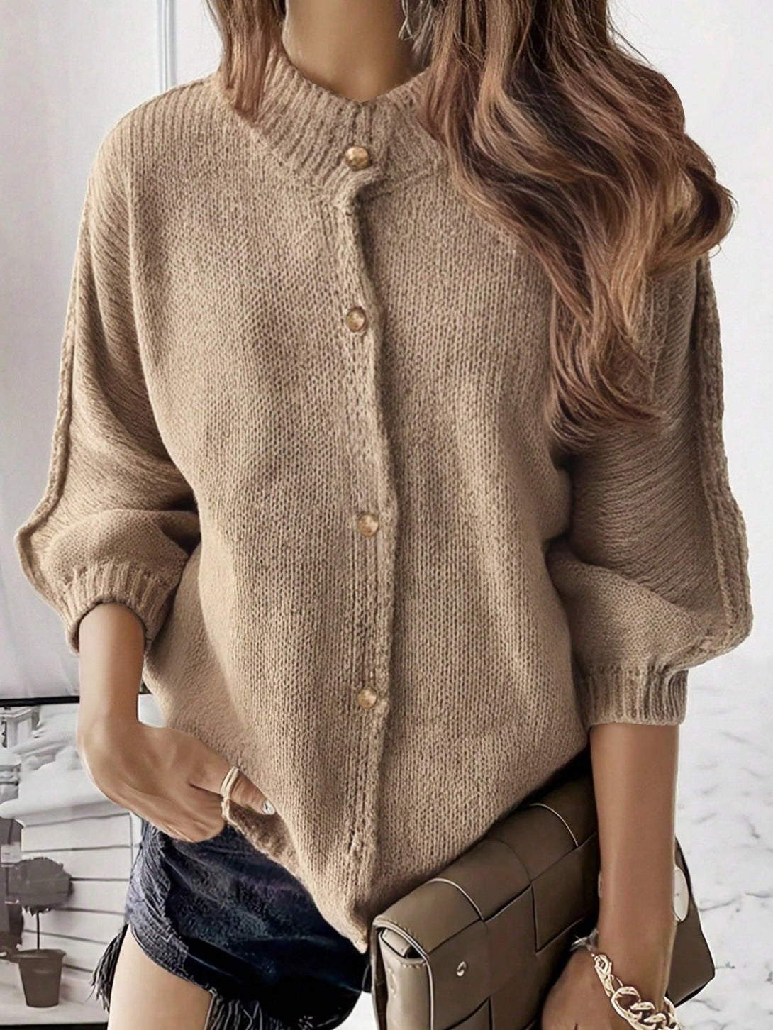 Ropa de Mujer, Tejido de Punto de Mujer, Cárdigans de Mujer, , 43248167, Caqui