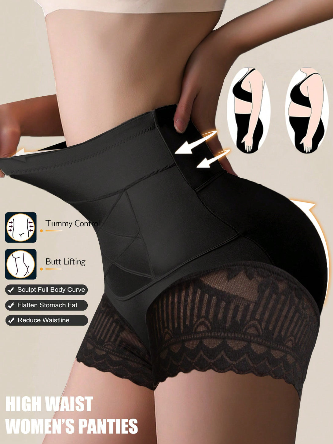 Ropa Interior y Ropa de Dormir, Shapewear para Mujer, Bottoms Shapewear para Mujer, 47957145, Negro