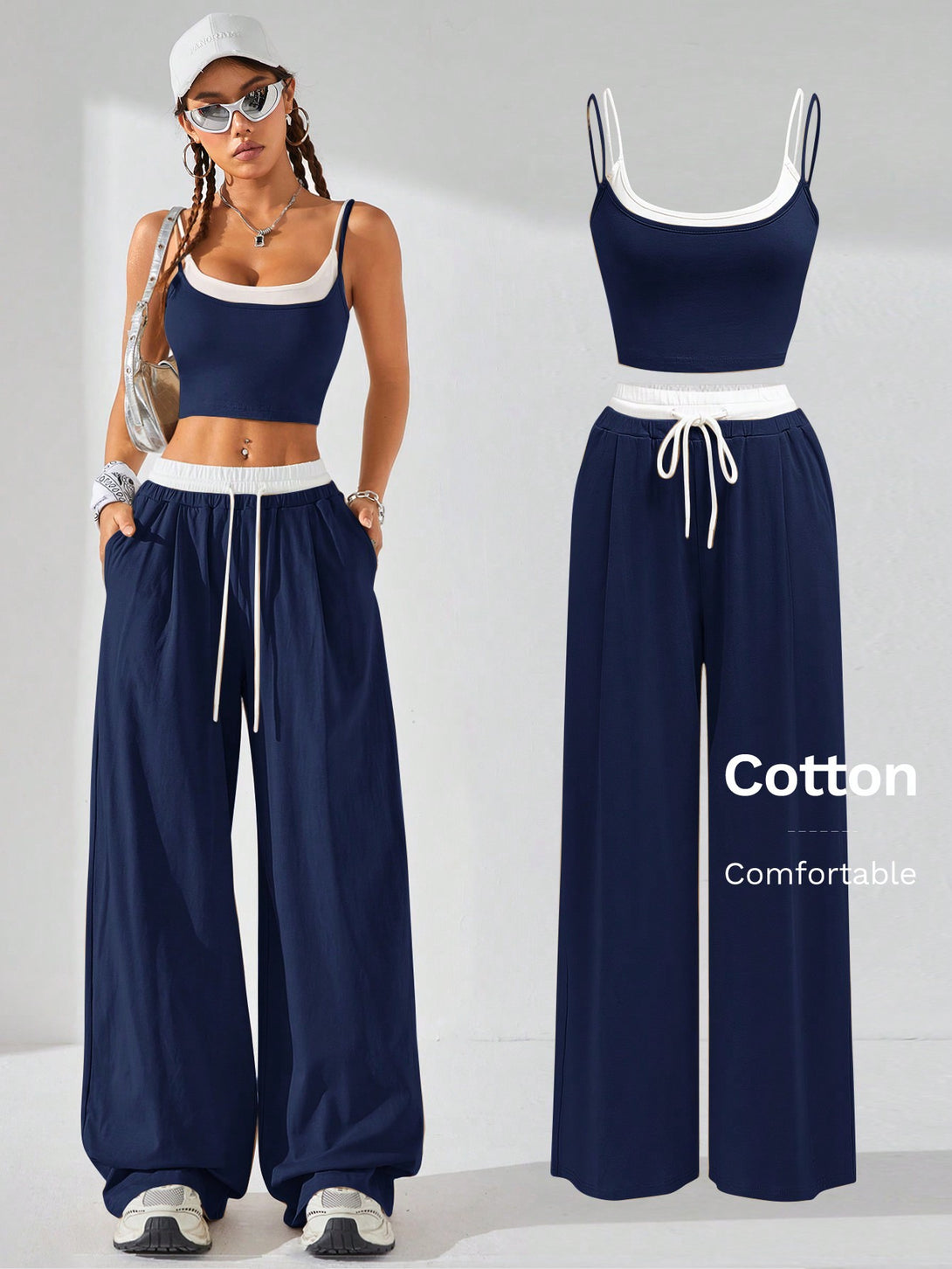 Ropa de Mujer, Conjunto para Mujer, Ropa Dos piezas para Mujer, Conjuntos a Juego, 39273129, Azul Marino