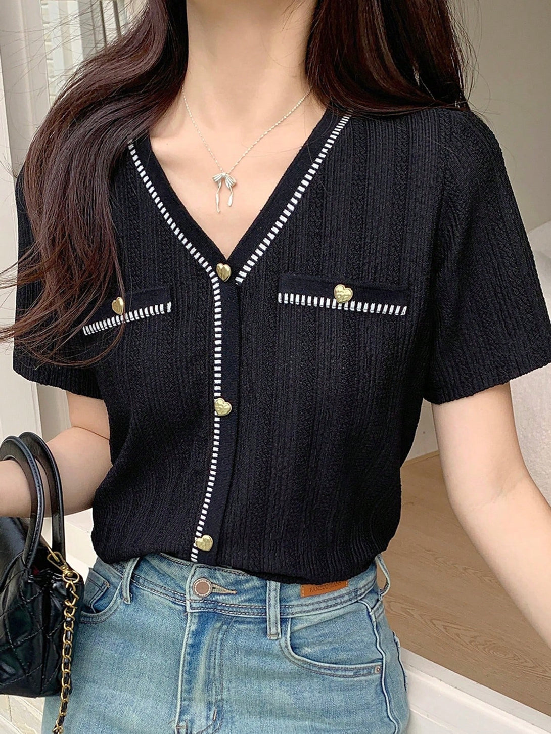 Ropa de Mujer, Tejido de Punto de Mujer, Tops de Punto para Mujer, 52530740, Negro