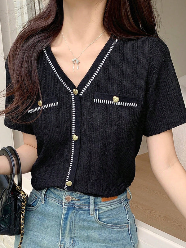 Ropa de Mujer, Tejido de Punto de Mujer, Tops de Punto para Mujer, 52530740, Negro