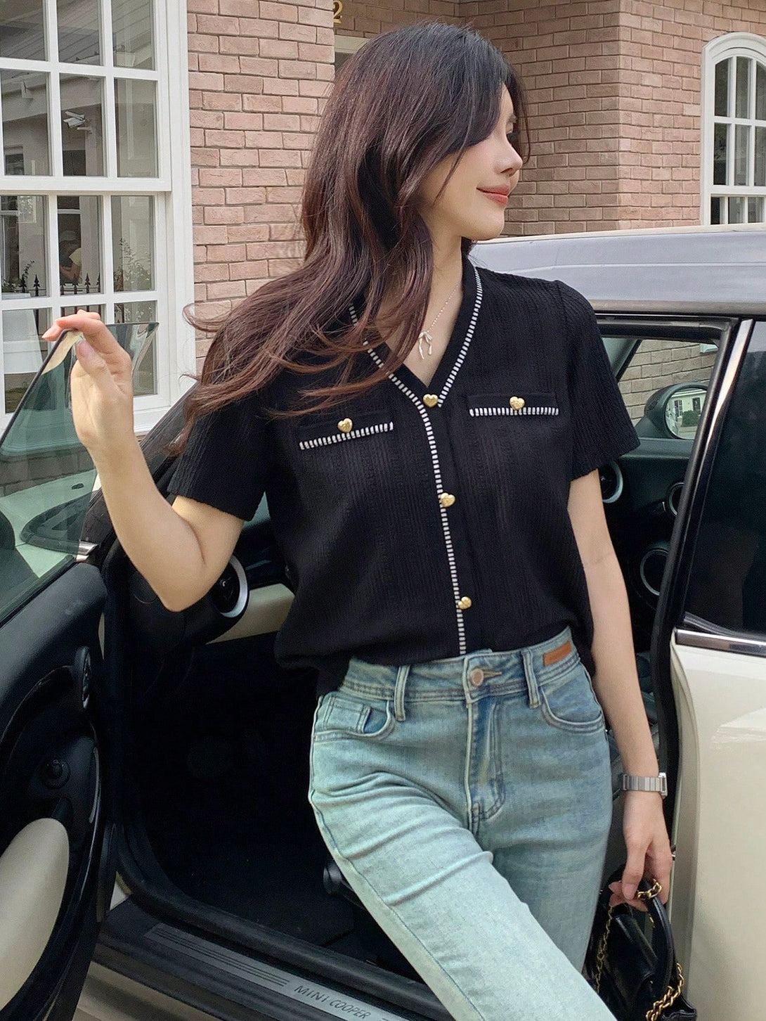 Ropa de Mujer, Tejido de Punto de Mujer, Tops de Punto para Mujer, 52530740, Negro