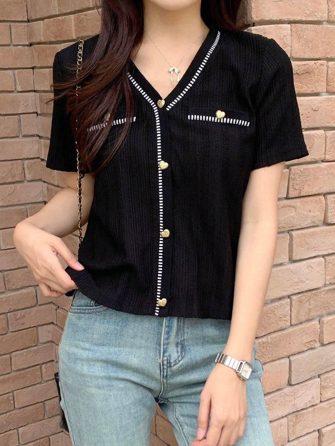Ropa de Mujer, Tejido de Punto de Mujer, Tops de Punto para Mujer, 52530740, Negro