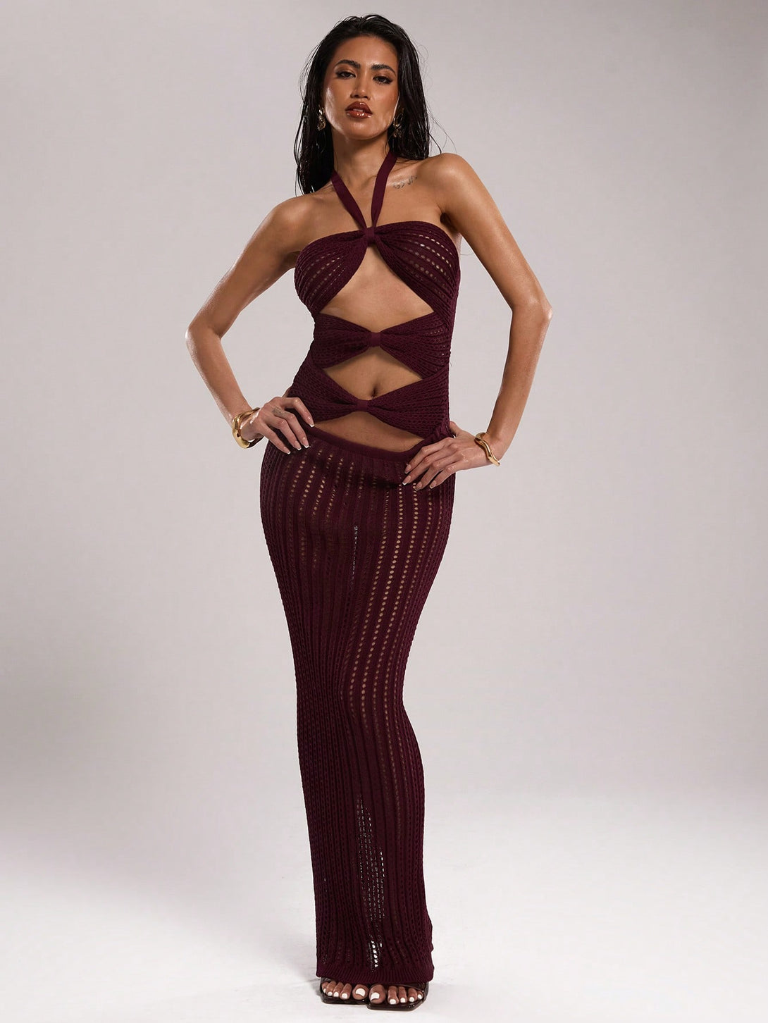 Ropa de Mujer, Tejido de Punto de Mujer, Vestidos de Jersey para Mujer, 54438224, Burdeos