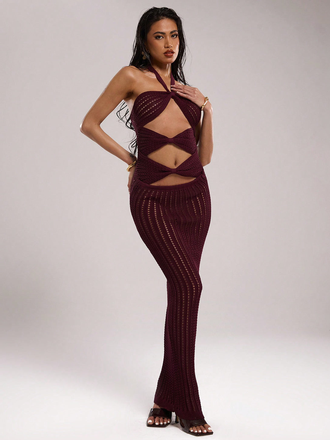 Ropa de Mujer, Tejido de Punto de Mujer, Vestidos de Jersey para Mujer, 54438224, Burdeos