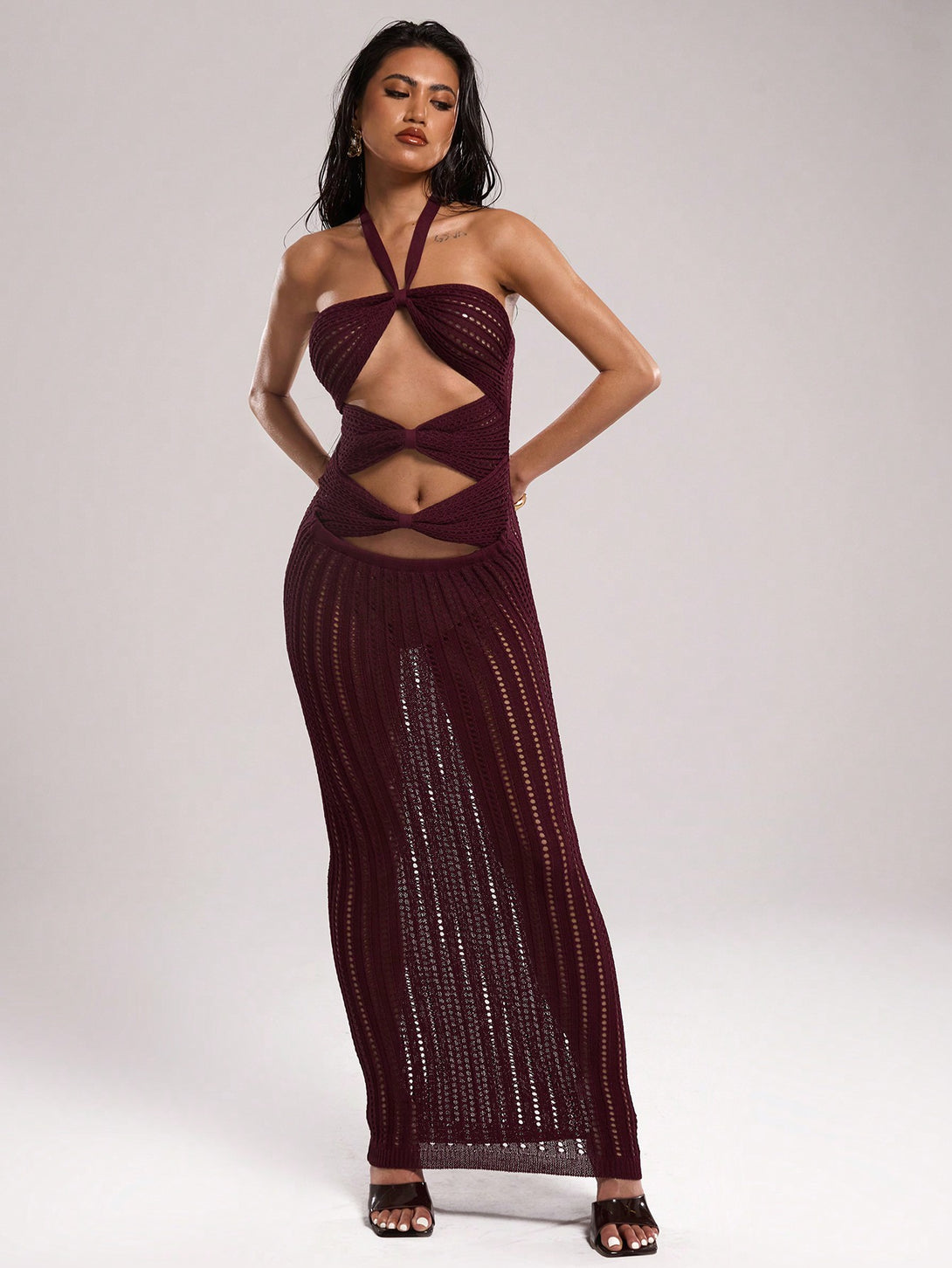 Ropa de Mujer, Tejido de Punto de Mujer, Vestidos de Jersey para Mujer, 54438224, Burdeos