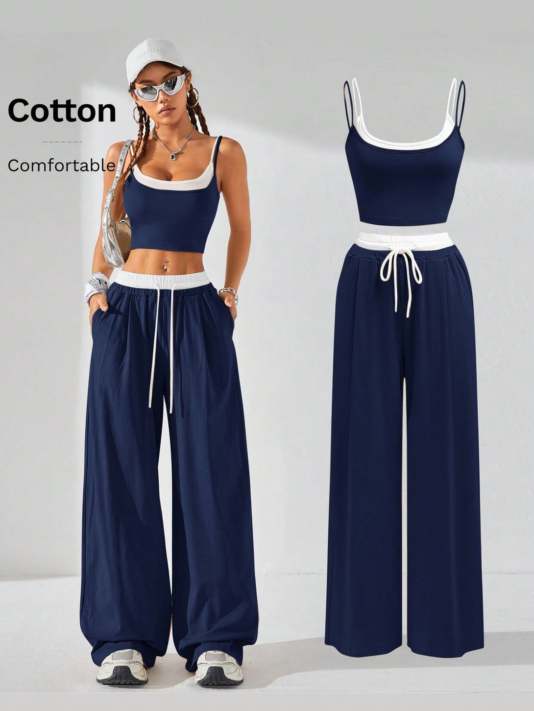 Ropa de Mujer, Conjunto para Mujer, Ropa Dos piezas para Mujer, Conjuntos a Juego, 39273129, Azul Marino